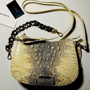 Brahmin Mod Shayna Kyanite Melbourne With Resin Chain Extra Strap Cream Gold